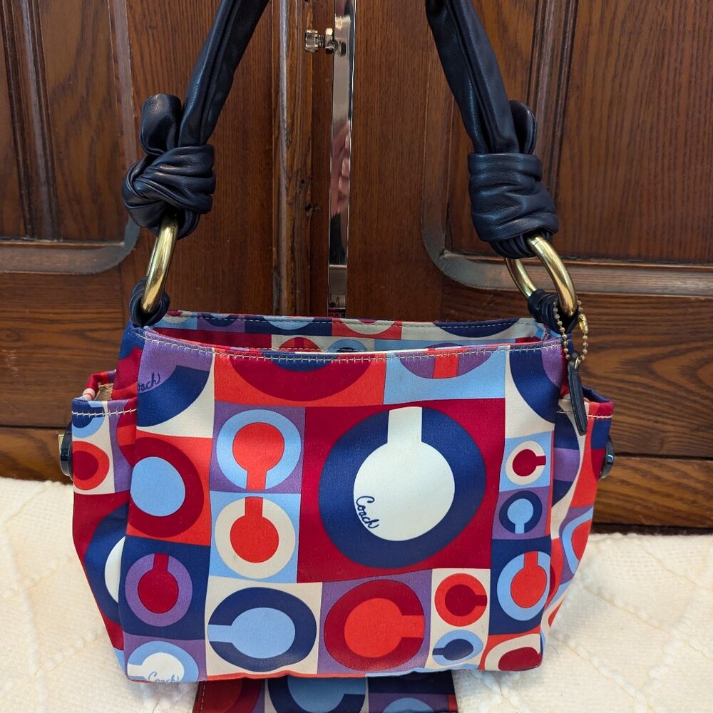 Coach Madison Scarf Satin Graphic Op Art Resort Mini Handbag J0882-42177 - Picture 2 of 16
